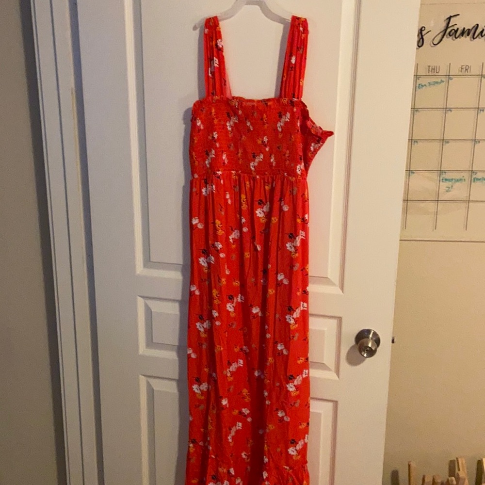 Red floral maternity dress